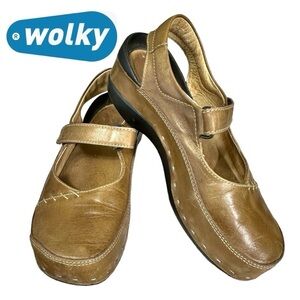 Wolky- Tan Brown Leather Slingback Clog- Size 38 / 7.5-8US